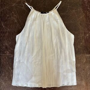 Theory Pleated Mod Lace Textured Halter Camisole Top NWOT